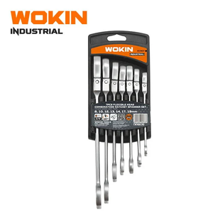 Набір комбінованих ключів з тріскачкою та шарніром 7 пр. WOKIN WK-151907 INDUSTRIAL WK-151907 фото